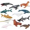JOKFEICE Figure di animali, 12 pezzi realistiche di animali marini, tra cui balena, mucca di mare, foca, ecc. Progetto scientifico, giocattolo educativo, regalo di compleanno per bambini