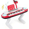 RELAX4LIFE Tastiera Musicale Bambini con Microfono, Pianoforte Giocattolo Elettronico con 37 Tasti per Bimbi, con Funzioni di Registrazione e Riproduzione, Diversi Suoni di Strumenti Musicali (Rosso)