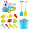 Hobngmuc Set 14 Pezzi Giocattoli Spiaggia per Bambini - Carrello Trasporto Sabbia, Secchiello, Pale e Stampini per 1+ Anno, Sabbionaia e Giochi al Mare per Bambini Piccoli