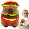 Generico Peluche capibara hamburger, peluche capibara hamburger realistico - Peluche Capibara con morbido cuscino - Comodo e squisito giocattolo per bambole con animali dei cartoni animati per Natale, festa de