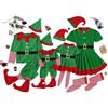 Jinitaimei Costume Elfo Natale Donna, Costume Di Natale, Vestito Elfo Bambino Bambina, Natalizio Famiglia Coordinato, Abito Con Gonna Cintura Cappello Calze, Vestitos FolIetto Bambina, Travestimento Natales