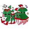 Jinitaimei Costume Elfo Natale Donna, Costume Di Natale, Vestito Elfo Bambino Bambina, Natalizio Famiglia Coordinato, Abito Con Gonna Cintura Cappello Calze, Vestitos FolIetto Bambina, Travestimento Natales