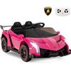 COSTWAY Lamborghini Macchina Elettrica per Bambini, Auto Elettrica Cavalcabile con Telecomando Luci LED, 3 Velocità, 3-6 km/h, per Bambini 3-8 Anni (Rosa)