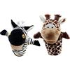 Jiuvaso 2 Pezzi di burattini da Mano a Forma di Animale, Simpatici Pupazzi di Peluche Morbidi per Giochi Divertenti, bomboniere, Strumento didattico per, Giraffa Zebra