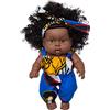 Kangmeile 8 Pollici Bambola Nera per Ragazze Bambola Afroamericana Bambole Silicone Realistico Bambole Africane Nero Rinato Bambole Bambino Giocattolo con 1 Pezzi di Vestito