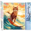 Figured'Art Dipingere con i Numeri - Paint by Numbers Gatto surfista, Passatempo per Adulti, Kit Completo, Hobby Creativi - Quadri fai da te 40x50cm senza cornice