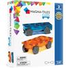 MAGNA-TILES Cars - Kit di costruzione magnetica 2 pezzi blu e arancione