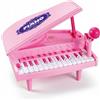 Baroni Toys Pianoforte a Coda Elettronico per Bambini 3+ Anni con Microfono - Pianola Musicale con Melodie, Luci e Suoni Educativi Pianoforte a Coda Rosa, 27,5x25x13cm