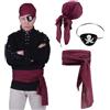CoolChange Set di costumi da pirata | con bandana, fascia da pirata e pianoforte per occhi | travestimento da beuter | rosso vinaccia
