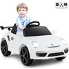 COSTWAY 12 V Auto Elettrica per Bambini, Macchina Elettrica Porsche con Licenza Ufficiale, Telecomando, Musica, Luci LED, Clacson e Avvio Morbido, per Bambini 3-8 Anni (Bianco)