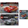 BRICKCOMPLETE Lego Set da 3 pezzi: 77255 Lightning McQueen, 77256 - Macchina del tempo dal ritorno al futuro e 30709 Ferrari 499P Supercar