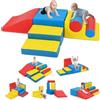 RELAX4LIFE Set 7 Blocchi da Arrampicata per Bambini, in Schiuma con Fissaggi a Strappo, Copertura Impermeabile, Base Antiscivolo, Centro Attività Indoor per Neonati di 1+ Anno