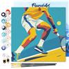 Figured'Art Mini Dipingere con i Numeri 20x20cm con Telaio - Paint by Numbers Poster Sportivo Tennis Passatempo per Adulti, Kit Completo, Hobby Creativi - Quadri fai da te Tela Già Incorniciata