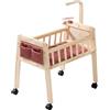 howa Letto per bambole in legno Grace con ruote, mobile, materasso, coperta e borsa in tessuto, mobili per bambole fino a 50 cm 2170