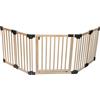 Safetots Barriera di Sicurezza Multipannello Multiuso in Legno, fino a 256cm, Legno Naturale, 76cm di Altezza, Barriera Versatile, Divisorio per Stanze con Cancelletto per Bambini e Neonati
