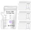 AIUNBEST 100 sacchetti per latte materno con rilevamento della temperatura, 250 ml, senza BPA, senza BPS, con doppia chiusura a cerniera, beccuccio facile da versare, senza perdite, sacchetti autoportanti per