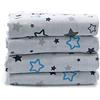 Clevere Kids baby-collection Clevere Kids set di 4 pannolini LUX in mussola stampato con stelle | 80x80 | doppio tessuto | certificati STANDARD 100 da OEKO-TEX® (Asterion grigio-navy-aqua)