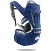 SONARIN 3 in 1 Multifunzione Hipseat Marsupio Baby Carrier,Porta bebè,Portantina per bebè,Anteriore e Posteriore,100% Cotone,Ergonomico(Blu)