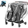NIHUIFDPY Parapioggia universale per passeggino doppio, per passeggino gemellare, impermeabile, antipolvere, antivento, in PVC, copertura per passeggino