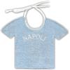 Zigozago - Bavaglino in spugna di cotone a forma di maglia con ricamo Napoli | Fatto a mano | Chiusura: Laccetti | Personalizzabile con Nome | Misura: 30 x 22 cm | Colore: Azzurro e Bianco