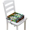 FANSU Rialzo da Sedia per Bambini, Cartone Animato Dinosauro Smontabile Cuscino Seduta per Sedia Cuscino Alzasedia con Cinghie Lavabile per Seggioloni Alza Sedia (32x32x8cm,bianco verde)