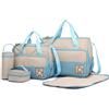 WOWEI 5pcs Borse Fasciatoio per Neonati Set Borse per il Cambio Pannolini Modello Tascapane Multifunzione Pannolino Messenger Borsa da Cambio Neonato Sacchetto Pannolino (Blu)