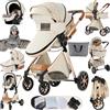 MoLi 3 in 1 Sistemi Modulari Sistema da Viaggio per Bambini Carrozzine Passeggini Compatti Reclinabile Passeggino Standard Pieghevole Portatile Passeggino Neonato 0-36 Mesi (225 Creamy White-1)