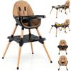 RELAX4LIFE 4 in 1 Seggiolone Pappa, Seggiolone Evolutivo con Vassoio Rimovibile e Cintura di Sicurezza, Altezza Regolabile in 4 Posizioni, per Bambini e Neonati 6-36 Mesi (Standard, Mocha)