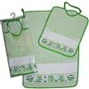 Bubabù Set ASILO SCUOLA MATERNA da ricamare AMICI DEL BOSCO 2 pezzi: bavaglino spugna con elastico cm.28x32, asciugamano cm.40x55 con fascia in etamine Cotone 100% Made in Italy (Verde)