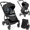 COSTWAY Passeggino per Bambini Reversibile, Passeggino Pieghevole per Neonati con Schienale Reclinabile, Cappotta Regolabile, Cestello Portaoggetti, per Neonati 0-36 Mesi, Portata 15 kg (Nero)