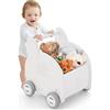 COSTWAY Girello Primi Passi Bambini, Carrello a Spinta con Contenitore, Sedile Ribaltabile e Ruote, Organizzatore per Giocattolo, per Cavalcare, Camminare, per Bambini 18-36 Mesi