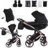 Junama Passeggino TRIO Diamond S 03 Nero e Rame - 2in1 3in1 4in1 + ombrellino (2 in 1 con Adattatori)