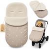 Totsy Baby Sacco passeggino invernale nanna 90x45 cm - coprigambe universale neonato termico per cybex yoyo e altri passeggini perfetto per ragazzi e ragazze Boucle certificato Oeko-Tex Beige Con Stelle Bianche