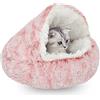 WTZHHK Cuccia Chiusa Pelosa Per Gatti e Cani - Lettino Caldo Rotondo In Morbido Peluche Lavabile Per Interno (Color: Pink, Size: 40CM)