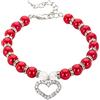 Raopuzi Gatto Collare per Cani con Perle e Diamanti Collare per Cani con Catena per Cani Collare per Cani Regolabile Collare per Cani con Diamanti Flash (Red, S)