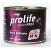 Generico Prolife Umido Cane Adult Mini Sensitive Grainfree 200gr, alimento completo senza cereali per cani Adulti di taglia piccola, gusto MAIALE e PATATE | 6 scatolette da 200 grammi l'una