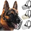 BUDKAS Museruola per cane pastore tedesco in metallo durevole e regolabile con cinghia in pelle, maschera sicura per la masticazione