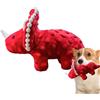 Generic Giocattolo per cani di dinosauro che scricchiolano morbido peluche interattivo triceratopo per cuccioli, cani di piccola taglia media, divertente bambola da masticare colorata per cane, accessori