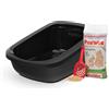 PeeWee XXL Toilette per gatti PEEWEE EcoGranda lettiera aperta per gatti dal sistema autopulente con pala e 3 kg. pellet di legno, colore:nero
