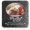 TULLUN Targa commemorativa personalizzabile per animali domestici, gatti, cani, in ardesia, con cornice in pietra e zampe, dimensioni 10,2 x 10,2 cm o 100 x 100 mm, foto ovale