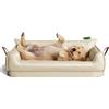 Hruile Divano letto impermeabile per cani di taglia grande per gabbia, materassino portatile e durevole per cuccioli, rivestimento rimovibile in ecopelle, cuscino ortopedico in memory foam per il