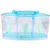 Pssopp Scatola di isolamento per acquario Vivaio acrilico Incubatrice per piccoli pesci Mini acquario con tre divisioni e luce a LED(blu)
