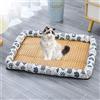 Lukery Cuscinetti Refrigeranti in bambù per Gatti e Cani, Estate Portatile Materasso Tappetino Refrigerante Lavabile Tappetino Animali per la Casa e in Viaggio (60x45cm,Gatto Bianco)