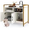 GYMAX Casetta per Gatto, Mobile Lettiera per Gatti, con Robusto Telaio in Metallo, Tiragraffi, Scaffali di Stoccaggio in Legno, Stile Industriale, 89 x 45 x 74,5 cm (Bianco)