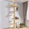 Mitoydoe Tiragraffi, dal pavimento al soffitto, albero tiragraffi per interni alto 3 metri con design multistrato, torre di osservazione, nido per gatti e altezza regolabile, moderno e resistente per