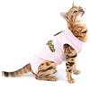 SELMAI Recupero Gatto Tuta Cane Abbigliamento Recovery Suit Cura Anti-leccare per Addominali Collarette di Piaghe o Malattie della Pelle Coni E Alternativa dopo la Chirurgia Rosa L