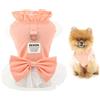 SMALLLEE_LUCKY_STORE Vestito per cani a pois per cani di taglia extra piccola e piccola femmina in tulle con imbracatura per cuccioli con gonna con anello a D e fiocco, per l'estate e la primavera
