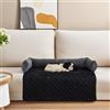 OKYUK Letto per Cani Super Morbido e Lavabile - Divano Antiscivolo con Coperta per Taglia Grande (90 x 90 cm, Nero Grigio)