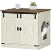Hzuaneri Mobile Lettiera per Gatti, Mobile Moderno per Lettiera Nascosto con Divisorio Rimovibile, Casetta per Gattis, Cassetta per Gattis per Interno, 50 x 60 x 54 cm, Bianco Marrone CB84514X