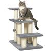 PawHut Scaletta per Cani e Gatti con 3 Scalini in Peluche e Pali Tiragraffi in Sisal, Scala per Cani Piccoli 10 kg o Gatti 5kg, per Letti Alti e Divani, Grigio